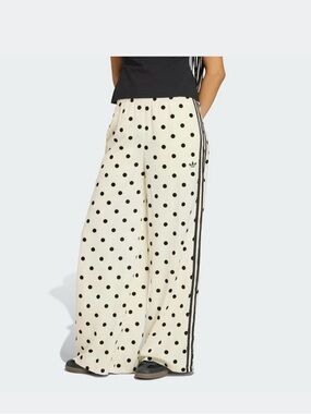 adidas Cream and Black Polka Dot Wide-Leg Track Pants